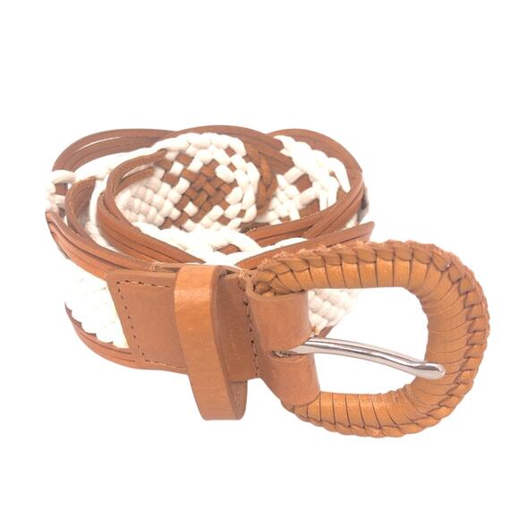 Genuine Leather White Tan Weaved Belt main image 6
